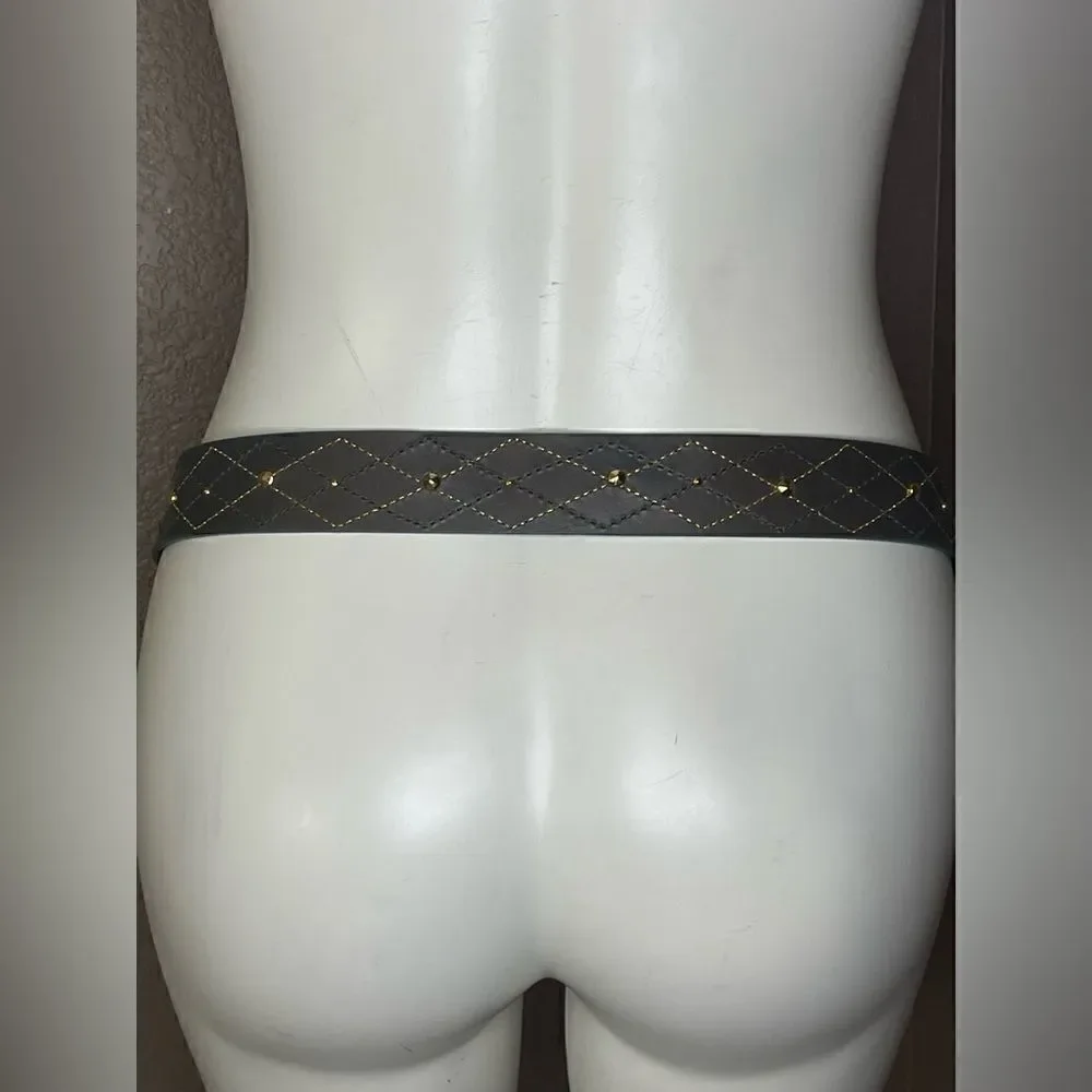 MICHAEL KORS leather with gold accents brown and green belt
